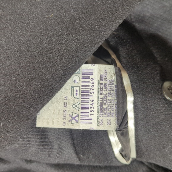 Hugo Boss Men's Size EU 48 Black Cashmere & Virgin Wool Pea Coat - Picture 7 of 10